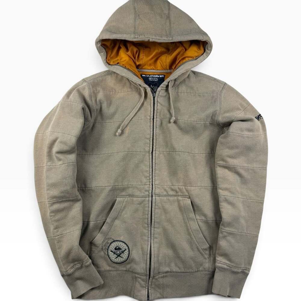 Quiksilver Distressed Quilted Zip Up Hoodie